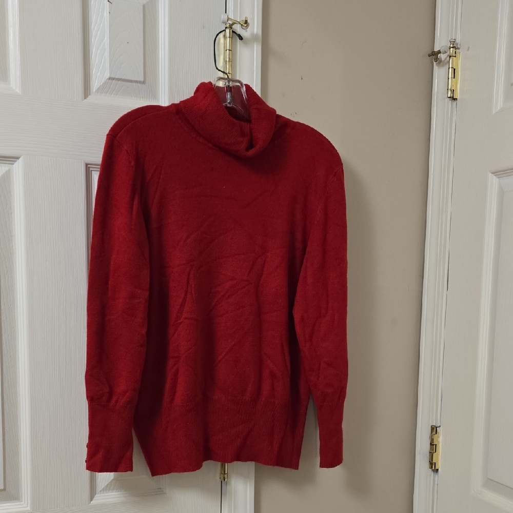 JM Collection Vibrant Red Cowl Neck Sweater